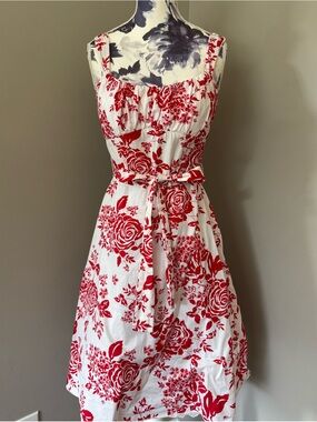 Y2K Ruby Rox Mini Dress With Red & White Roses & Florals